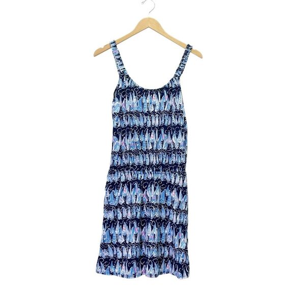 Lilly Pulitzer Loro Romper Skort Size Medium in Low Tide Navy Sails & Stripes - Picture 2 of 13